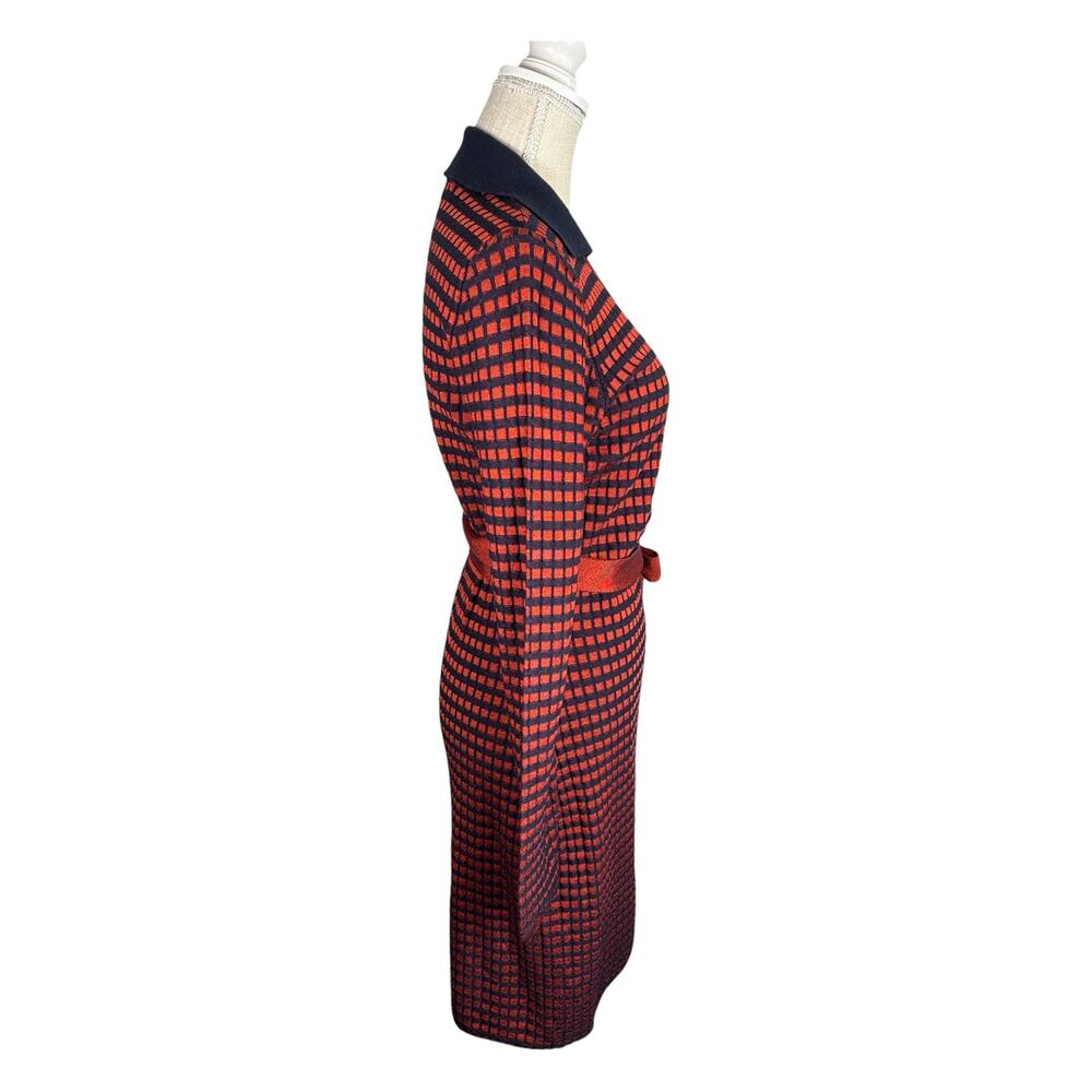 Diane Von Furstenberg Knit Wrap Dress Women's Medium Checkered Red Navy Blue - Picture 5 of 9